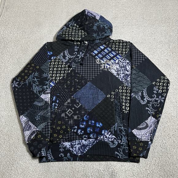 Teddy Fresh Sweatshirt Mens XS Hoodie Patchwork Grandpa Core Embroidered - Picture 2 of 16